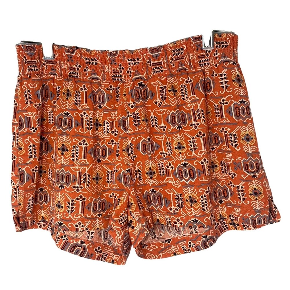 Madewell Kingston Smocked Cover Up Cotton Shorts Hula Flower Coral Size XS